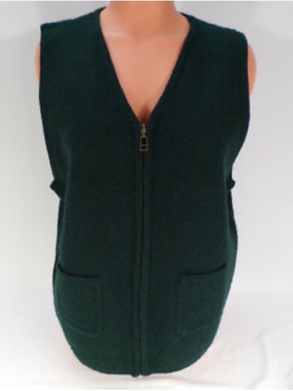 Vintage Sagg Harbor Women's Dark Green Zip Front Sweater Vest